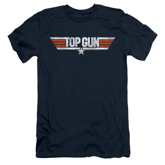 Top Gun - Distressed Logo - Short Sleeve Adult 30/1 - Navy T-shirt