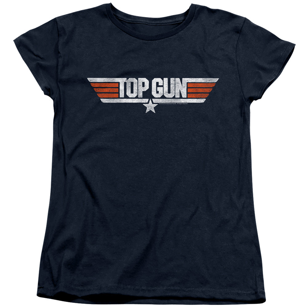 Top Gun - Distressed Logo - Short Sleeve Womens Tee - Navy T-shirt