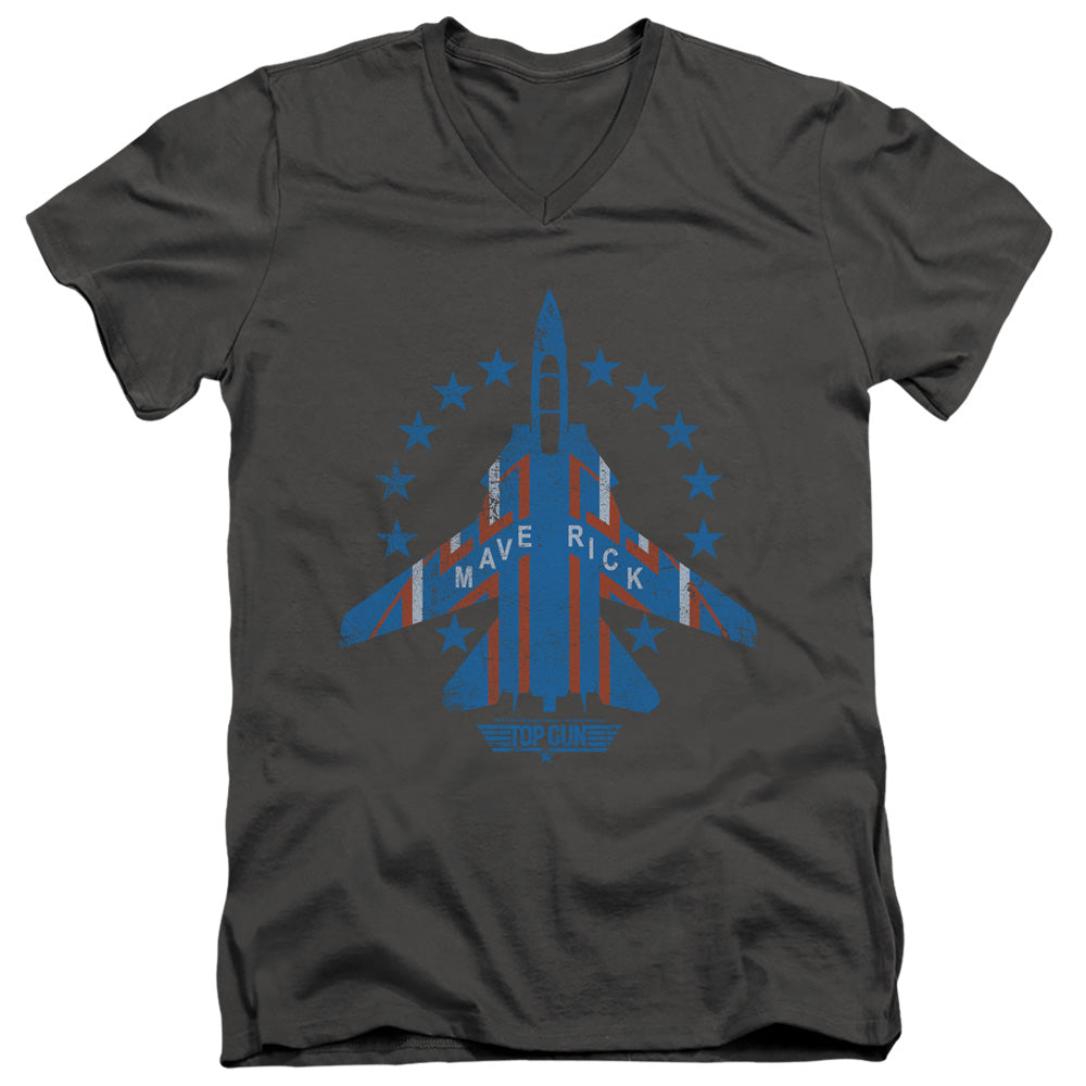 Top Gun - Maverick - Short Sleeve Adult V-neck - Charcoal T-shirt