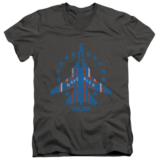 Top Gun - Maverick - Short Sleeve Adult V-neck - Charcoal T-shirt