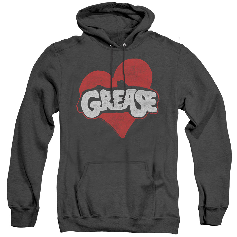 Grease - Heart - Adult Heather Hoodie - Black