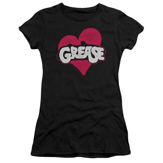 Grease - Heart - Short Sleeve Junior Sheer - Black T-shirt