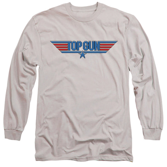 Top Gun - 8 Bit Logo - Long Sleeve Adult 18/1 - Silver T-shirt