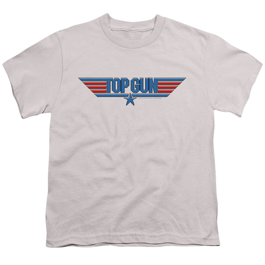 Top Gun - 8 Bit Logo - Short Sleeve Youth 18/1 - Silver T-shirt