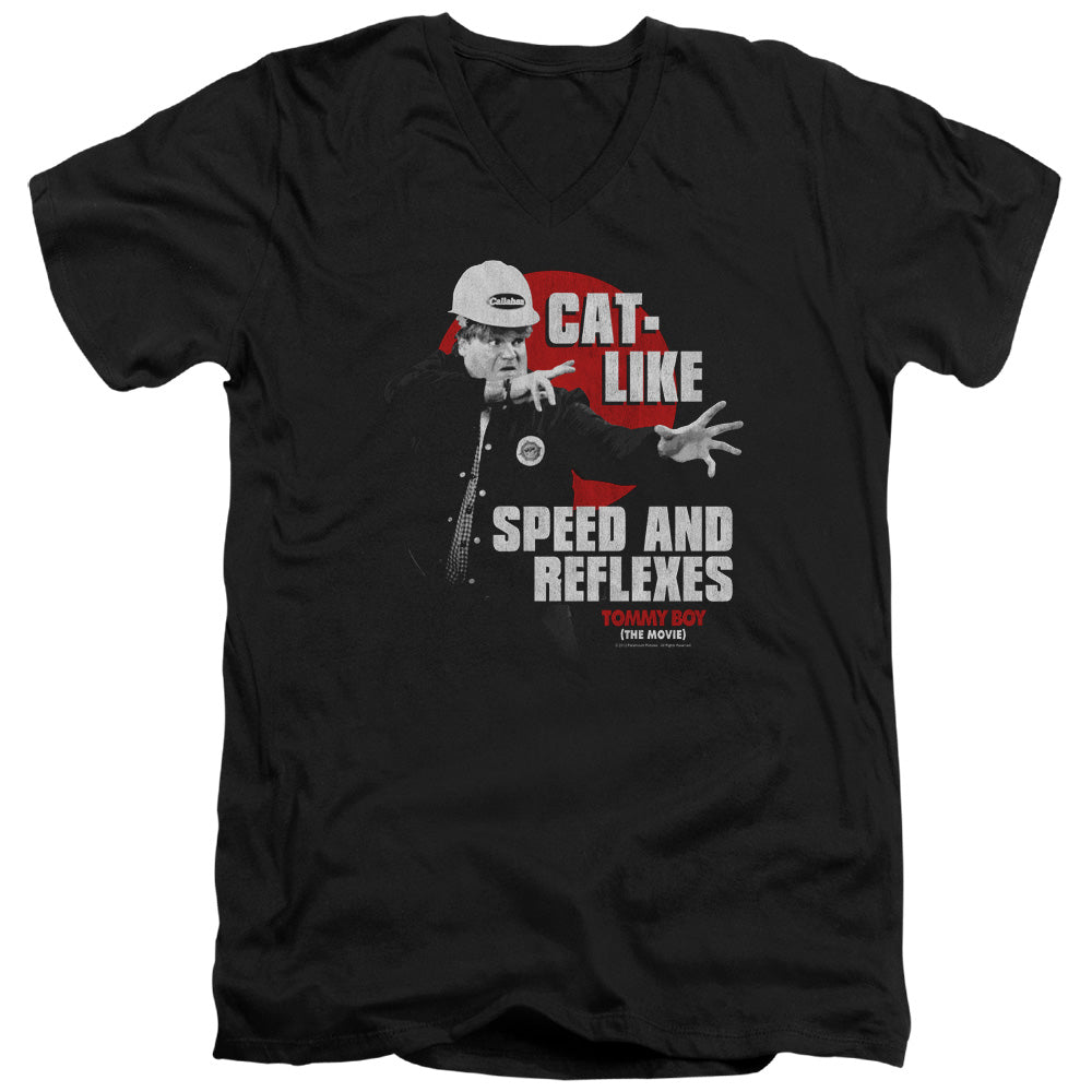 Tommy Boy - Cat Like - Short Sleeve Adult V-neck - Black T-shirt