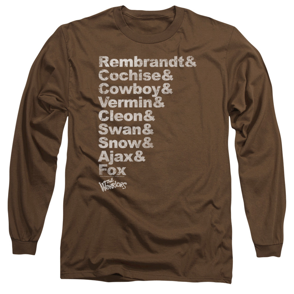 Warriors - Roster - Long Sleeve Adult 18/1 - Coffee T-shirt