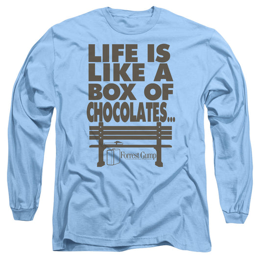 Forrest Gump - Life - Long Sleeve Adult 18/1 - Carolina Blue T-shirt