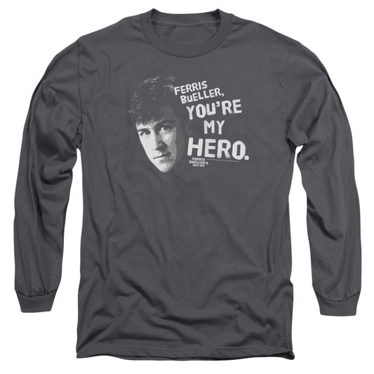 Ferris Bueller - My Hero - Long Sleeve Adult 18/1 - Charcoal T-shirt