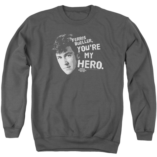 Ferris Bueller - My Hero - Adult Crewneck Sweatshirt - Charcoal