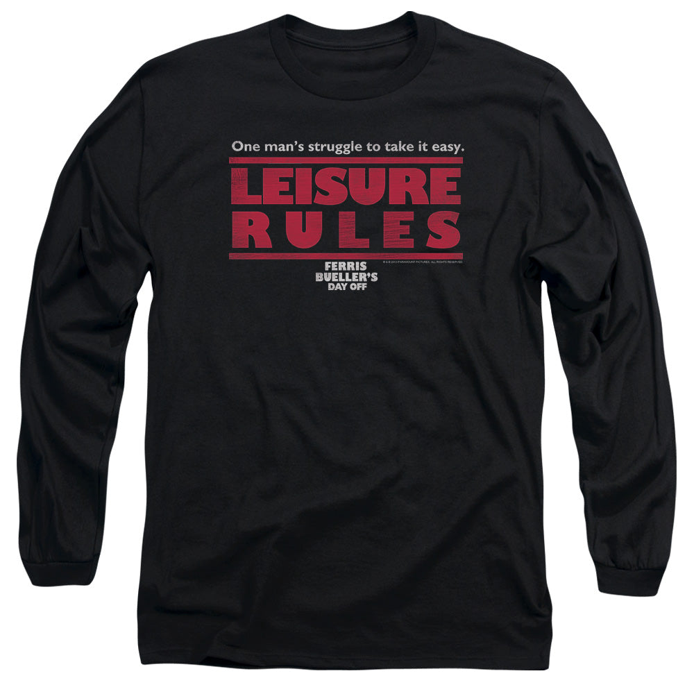 Ferris Bueller - Leisure Rules - Long Sleeve Adult 18/1 - Black T-shirt