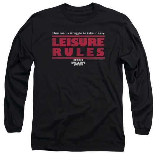 Ferris Bueller - Leisure Rules - Long Sleeve Adult 18/1 - Black T-shirt