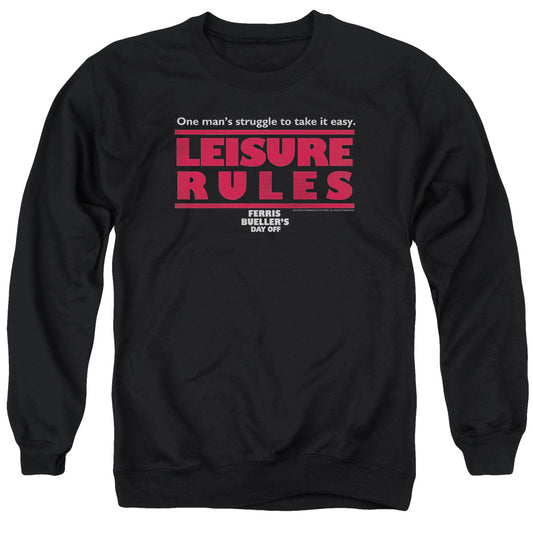 Ferris Bueller - Leisure Rules - Adult Crewneck Sweatshirt - Black