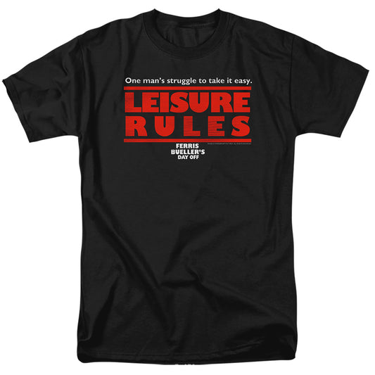 Ferris Bueller - Leisure Rules - Short Sleeve Adult 18/1 - Black T-shirt