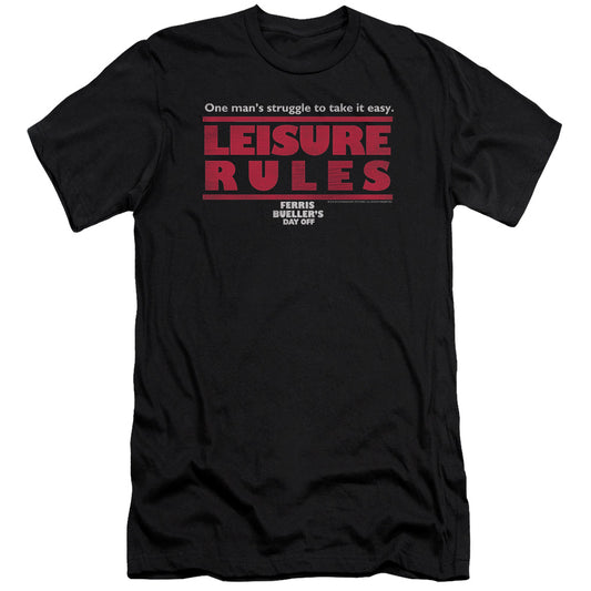 Ferris Bueller - Leisure Rules-premuim Canvas Adult Slim Fit 30/1 - Black