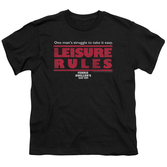 Ferris Bueller - Leisure Rules - Short Sleeve Youth 18/1 - Black T-shirt