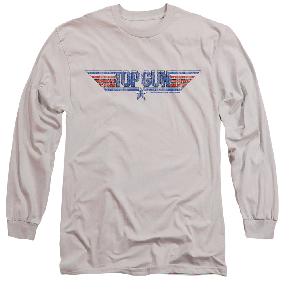 Top Gun - 8 Bit Logo - Long Sleeve Adult 18/1 - Silver T-shirt
