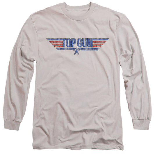 Top Gun - 8 Bit Logo - Long Sleeve Adult 18/1 - Silver T-shirt