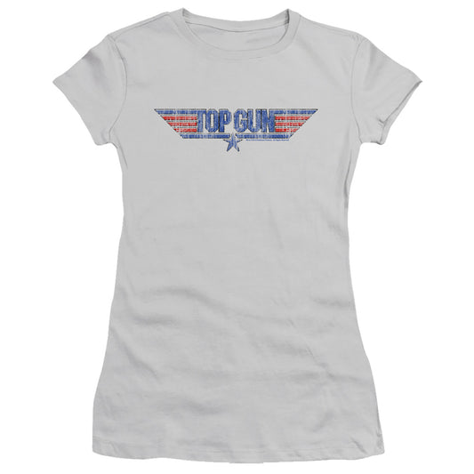Top Gun - 8 Bit Logo - Short Sleeve Junior Sheer - Silver T-shirt