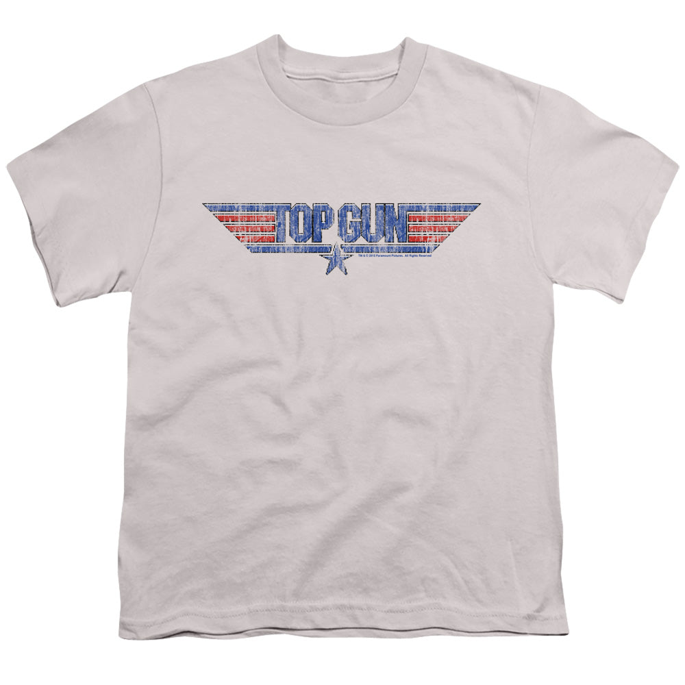 Top Gun - 8 Bit Logo - Short Sleeve Youth 18/1 - Silver T-shirt