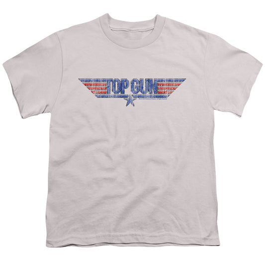 Top Gun - 8 Bit Logo - Short Sleeve Youth 18/1 - Silver T-shirt