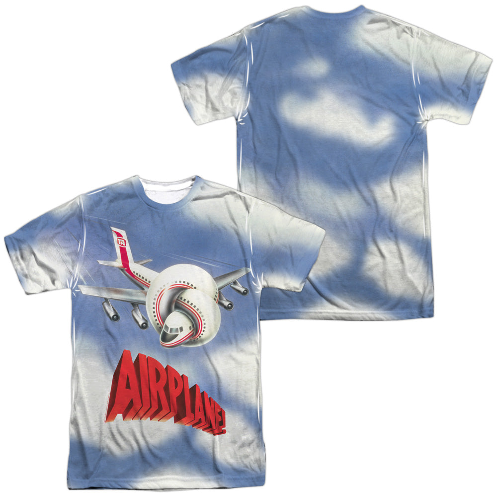 Airplane - Title (Front/back Print) -  Short Sleeve Adult 100% Poly Crew - White T-shirt
