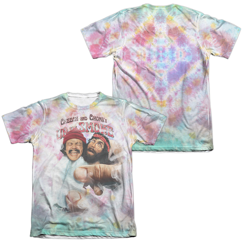 Up In Smoke - Fried Tie Dyed (Front/back Print) - Adult 65/35 Poly/cotton Short Sleeve Tee - White T-shirt