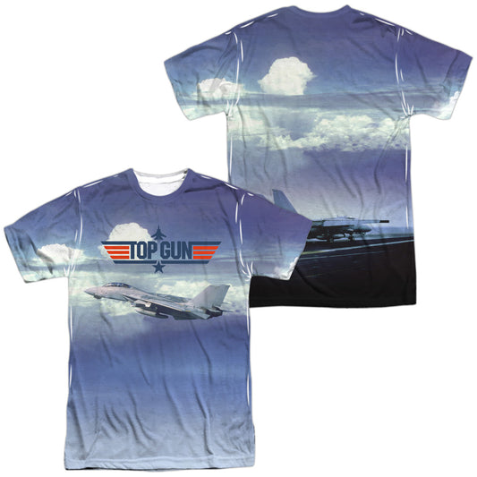 Top Gun - Take Off (Front/back Print) -  Short Sleeve Adult 100% Poly Crew - White T-shirt