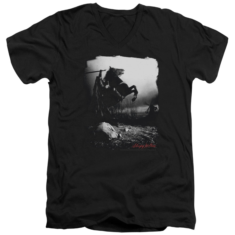 Sleepy Hollow - Foggy Night - Short Sleeve Adult V-neck 30/1 - Black T-shirt