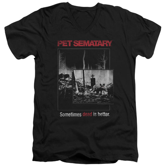 Pet Sematary - Cat Poster - Short Sleeve Adult V-neck 30/1 - Black T-shirt