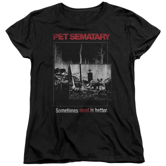 Pet Sematary - Cat Poster - Short Sleeve Womens Tee - Black T-shirt