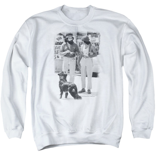 Up In Smoke - Cheech Chong Dog - Adult Crewneck Sweatshirt - White