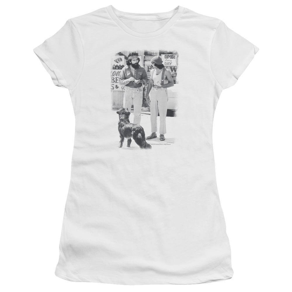 Up In Smoke - Cheech Chong Dog - Short Sleeve Junior Sheer - White T-shirt