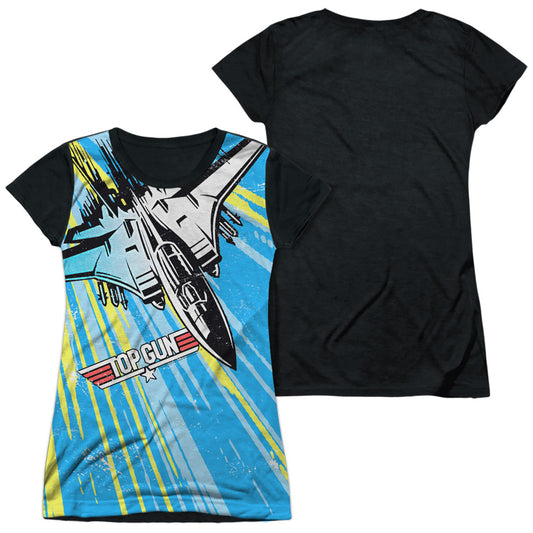 Top Gun - Rad Jet - Short Sleeve Junior Poly Black Back - White T-shirt