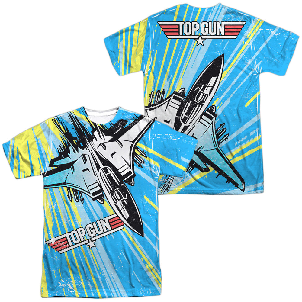 Top Gun - Rad Jet (Front/back Print) - Short Sleeve Adult Poly Crew - White T-shirt