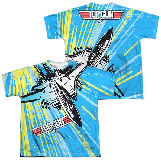 Top Gun - Rad Jet (Front/back Print) - Short Sleeve Youth Poly Crew - White T-shirt