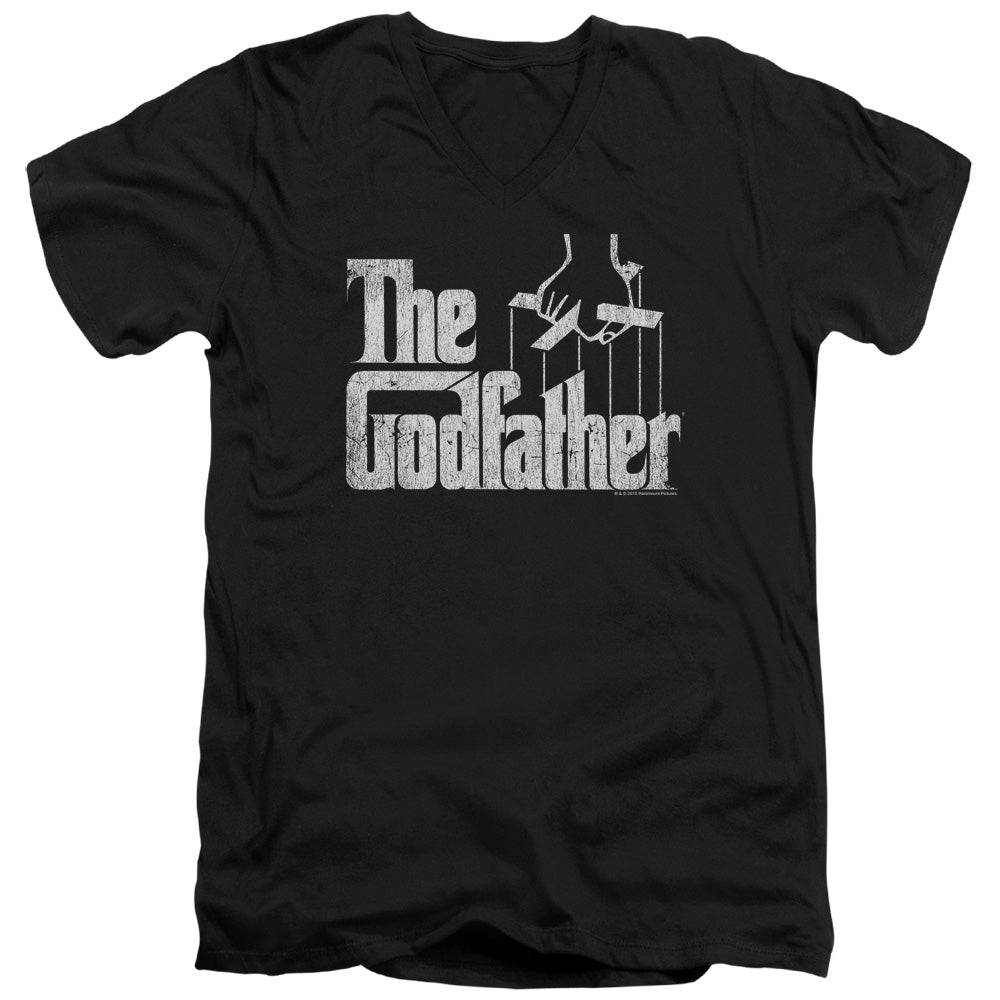 Godfather - Logo - Short Sleeve Adult V-neck 30/1 - Black T-shirt