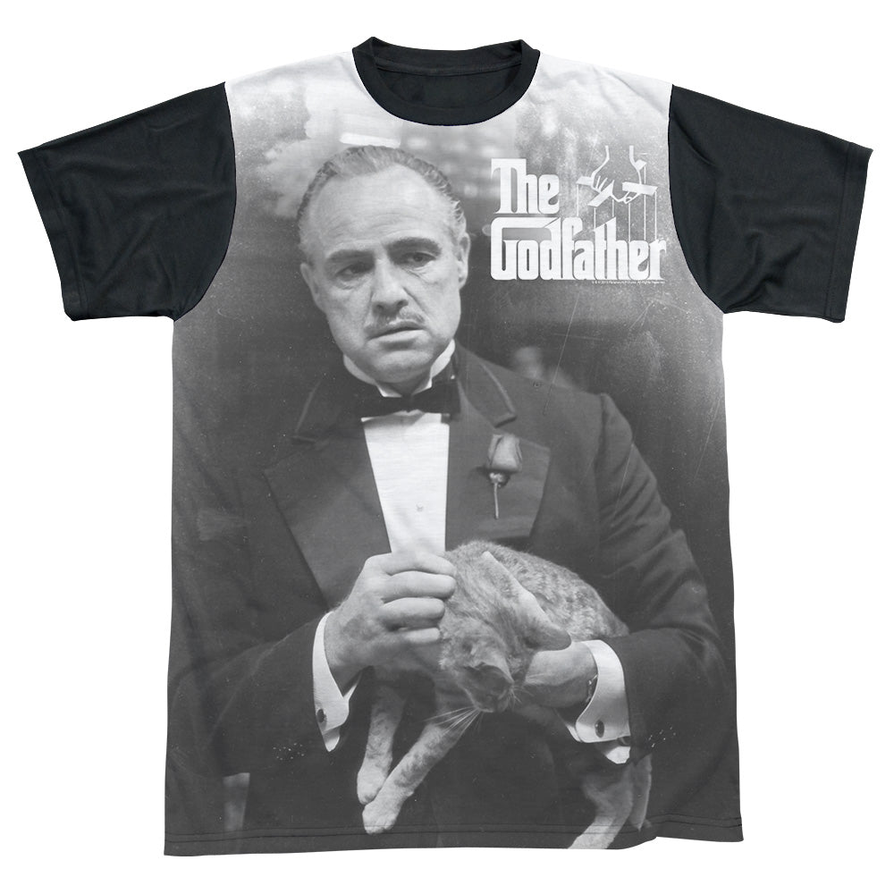 Godfather - Pet The Cat - Short Sleeve Adult White Front Black Back   - White T-shirt