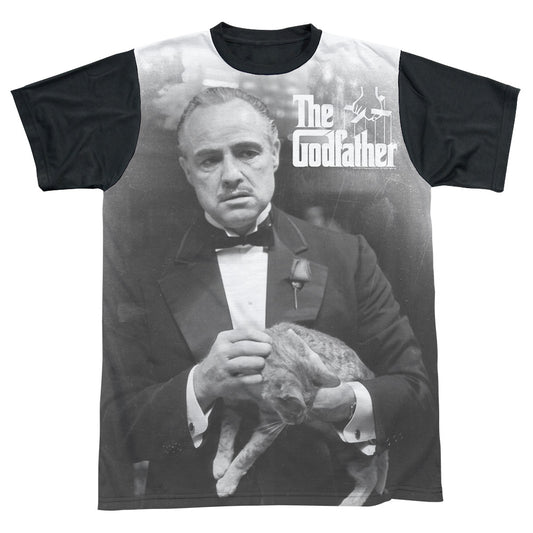Godfather - Pet The Cat - Short Sleeve Adult White Front Black Back   - White T-shirt