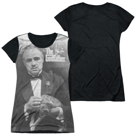 Godfather - Pet The Cat - Short Sleeve Junior Poly Black Back - White T-shirt
