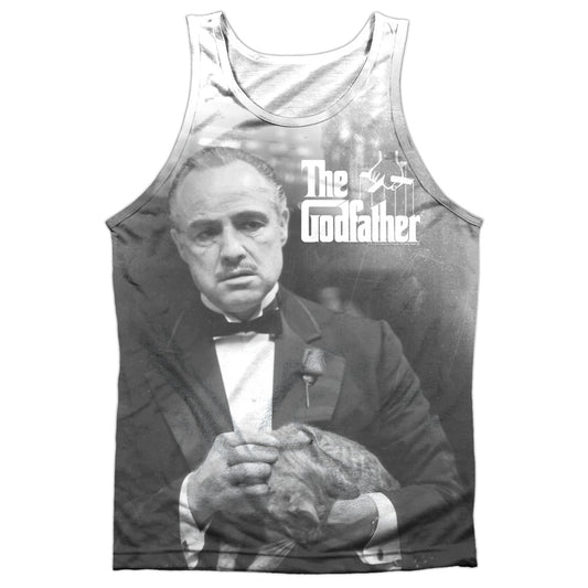 Godfather - Pet The Cat - Adult 100% Poly Tank Top - White