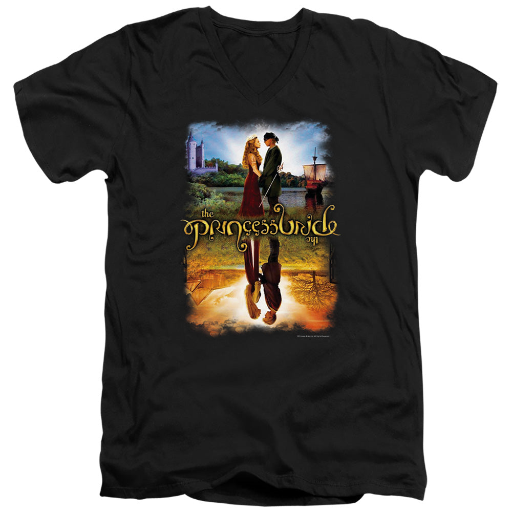 Princess Bride - Poster Reflection - Short Sleeve Adult V-neck 30/1 - Black T-shirt