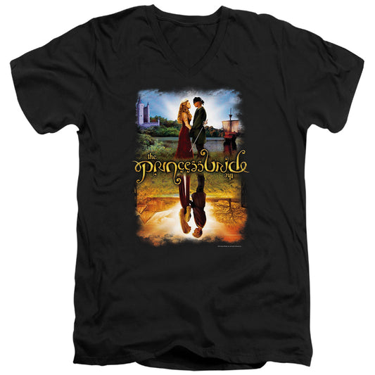 Princess Bride - Poster Reflection - Short Sleeve Adult V-neck 30/1 - Black T-shirt