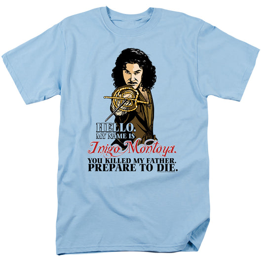 Princess Bride - Hello - Short Sleeve Adult 18/1 - Light Blue T-shirt