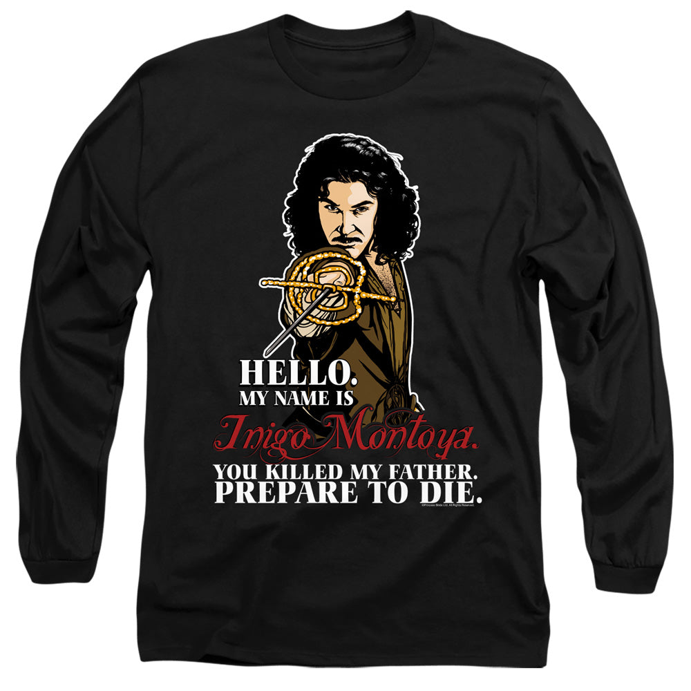 Princess Bride - Hello - Long Sleeve Adult 18/1 - Black T-shirt