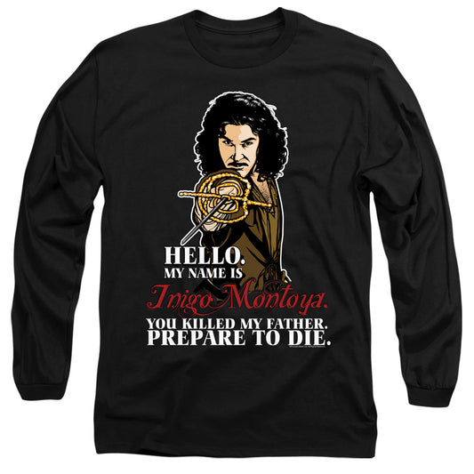 Princess Bride - Hello - Long Sleeve Adult 18/1 - Black T-shirt
