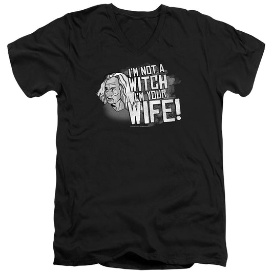 Princess Bride - Not A Witch - Short Sleeve Adult V-neck 30/1 - Black T-shirt