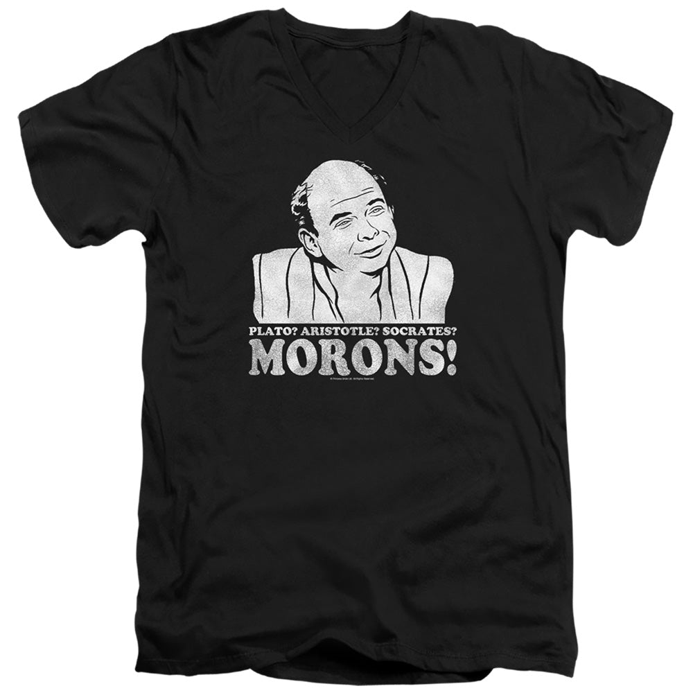 Princess Bride - Morons - Short Sleeve Adult V-neck 30/1 - Black T-shirt