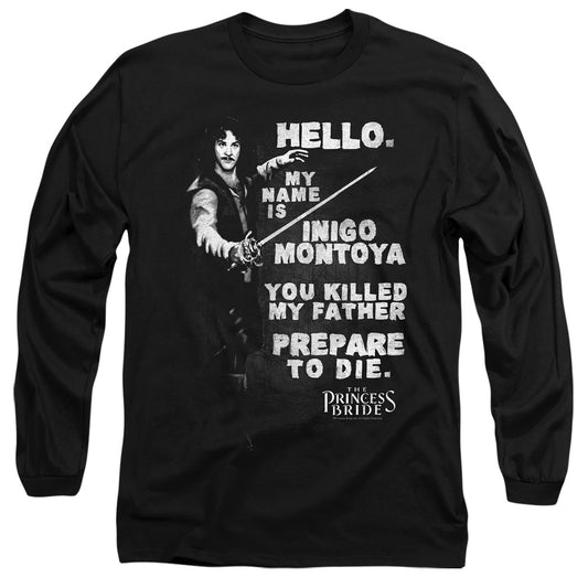 Princess Bride - Hello Again - Long Sleeve Adult 18/1 - Black T-shirt