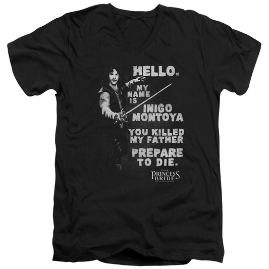 Princess Bride - Hello Again - Short Sleeve Adult V-neck 30/1 - Black T-shirt