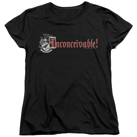 Princess Bride - Vizzini Crest - Short Sleeve Womens Tee - Black T-shirt